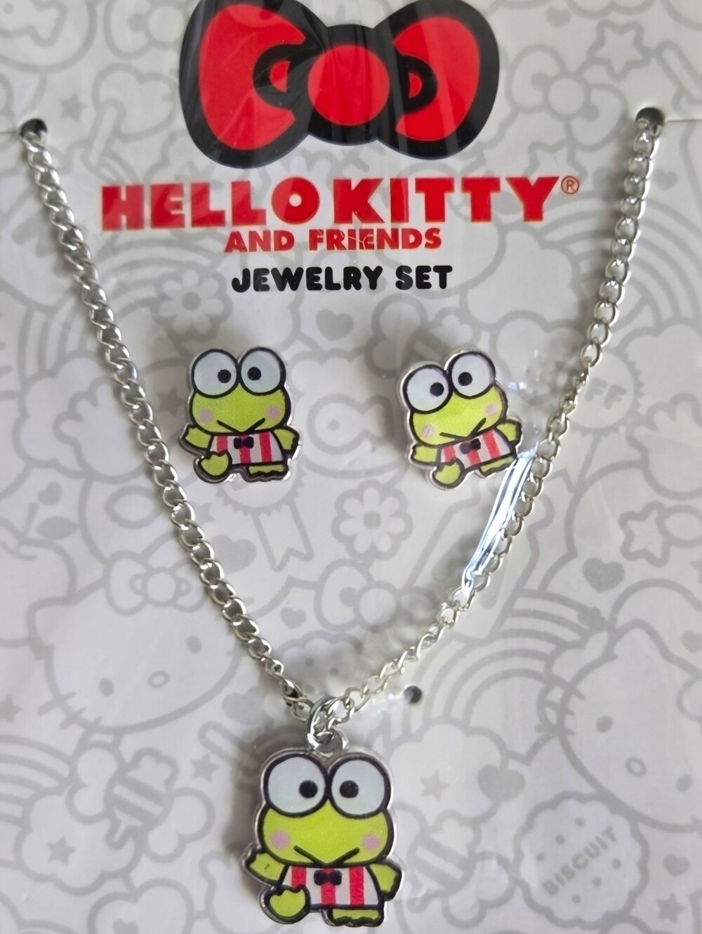 🐸 Keroppi Earrings and Necklace Set by Sanrio